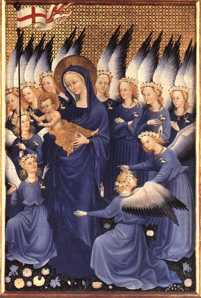 The Wilton Diptych, a 14th century religious panel from England, uses ultramarine on a notably large scale.